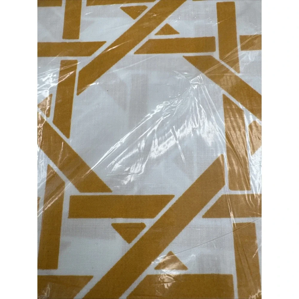 Vintage 70s Bed Sheet FULL FITTED Size Gold Cane Print JC Penny Pennys New